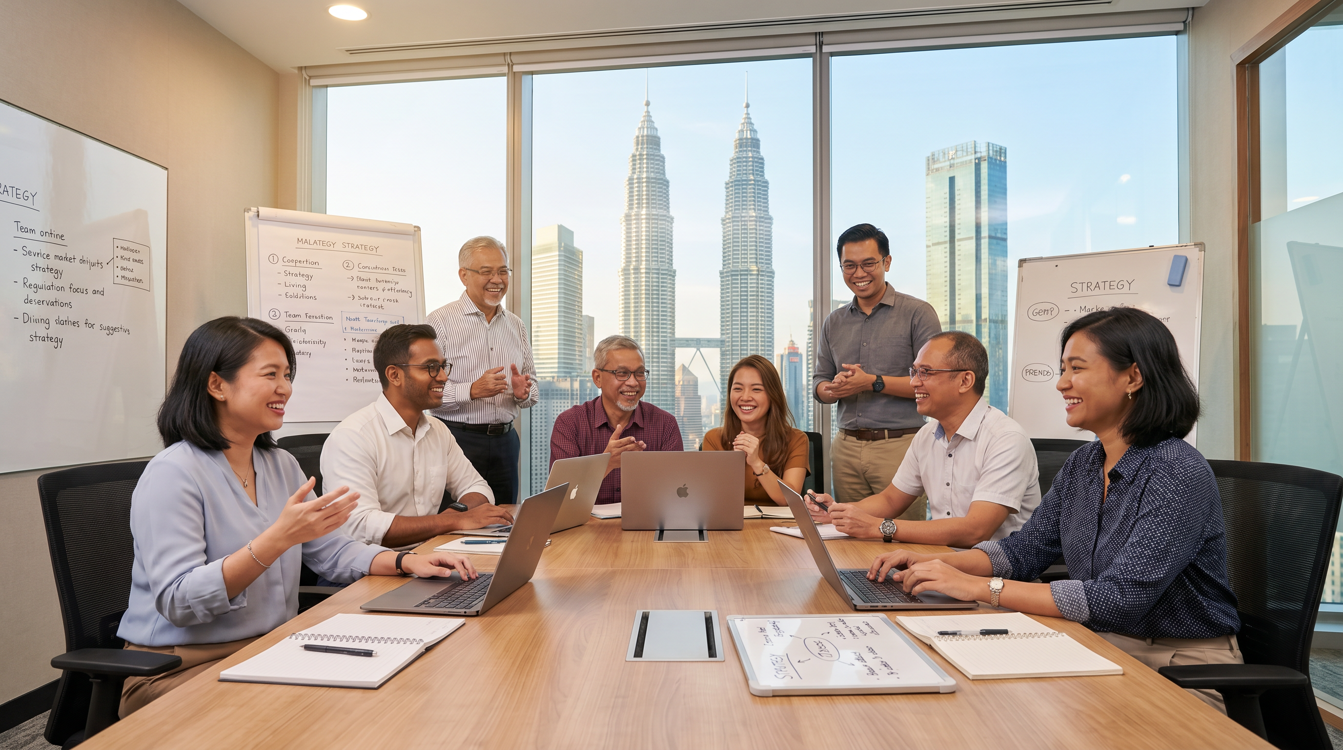 MarketingCom expert team in Kuala Lumpur office with KLCC view